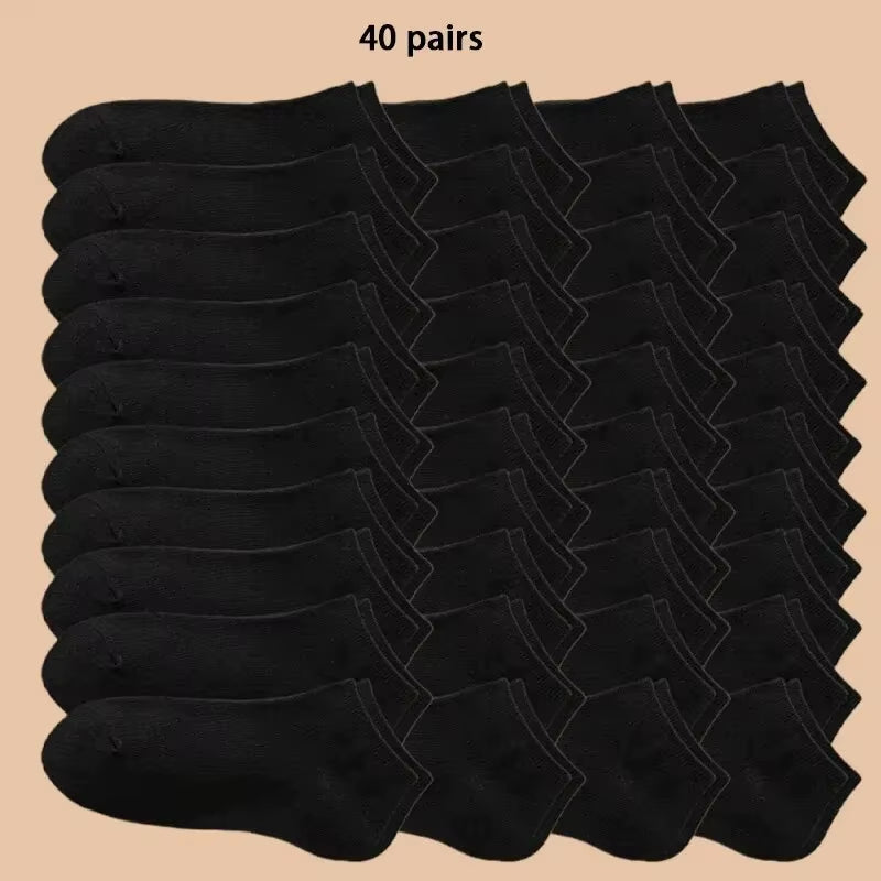 10/12/20/40 Pairs Men Boat Socks Business Sport Sweat Absorption Mature Summer Autumn Solid Color Soft Non Pilling Ankle Socks