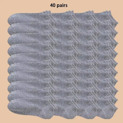 10/12/20/40 Pairs Men Boat Socks Business Sport Sweat Absorption Mature Summer Autumn Solid Color Soft Non Pilling Ankle Socks